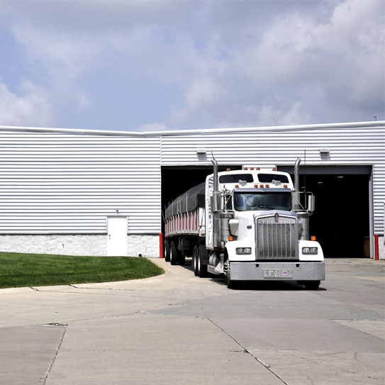 A truck stocked with Galvalume Steel at the Majestic Steel Service Center in Cleveland Ohio.
