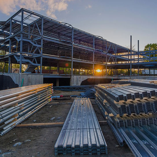 colored image of galvanized steel on the ground at a construction site