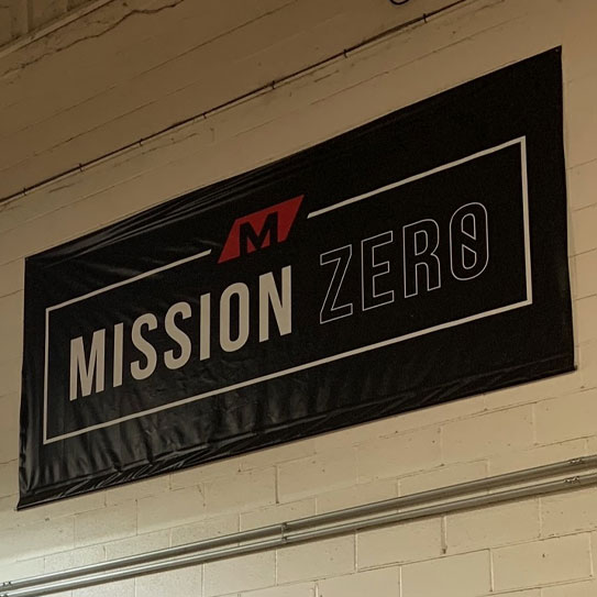 Our Mission Zero banner handing in on one of our service center. Symbolizing our commitment to Zero Incidents, Zero Defects, Zero Late Delivers, Zero Errors, Zero Wast