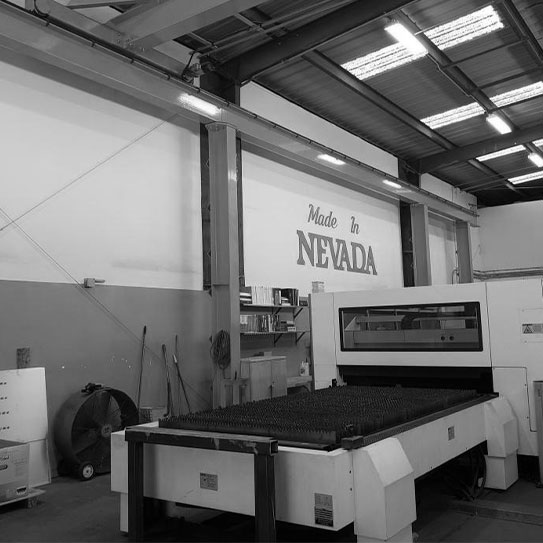 black and white interior image of the majestic steel las vegas warehouse/factory location